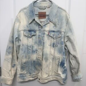 Levi's Cream and Blue Tie-Dye Denim Jacket
